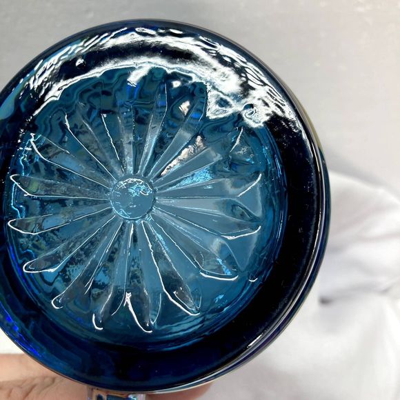 Vintage Indiana Blue Iridescent Carnival Glass Windsor 3 inch Cream Pitcher EUC - Picture 9 of 13